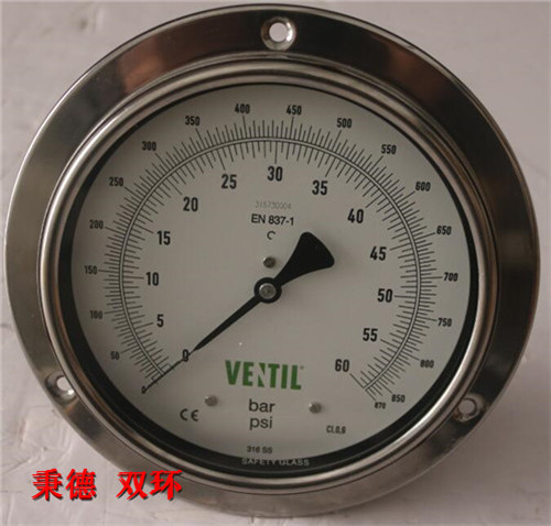 Ventil 不锈钢压力表PBX160XJ KL 0.6 0-60Bar